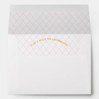 Fuchsia Pink Geometric Diamond Pattern Gold Party Envelope