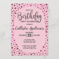 Fuchsia Pink Glitter Confetti Border Birthday