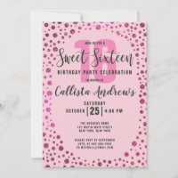 Fuchsia Pink Glitter Confetti Border Sweet 16