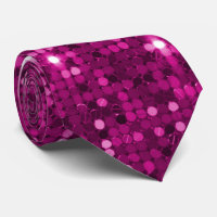 Fuchsia Pink Glitter Sparkle Disco Sequin Neck Tie