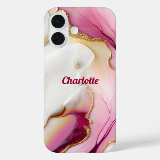 Fuchsia Pink Gold iPhone 16 Case