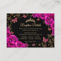 Fuchsia Pink Gold Quinceanera Reception Details