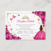 Fuchsia Pink Gold Quinceanera Reception Details