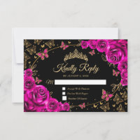 Fuchsia Pink Gold Quinceanera Reply