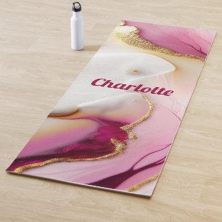 Fuchsia Pink Gold Yoga Mat