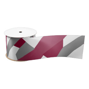 Fuchsia Pink Gray and White Satin Ribbon