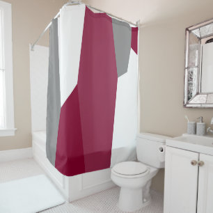 Fuchsia Pink Gray and White Shower Curtain