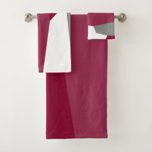 Fuchsia Pink Grey and White Bath Towel Set