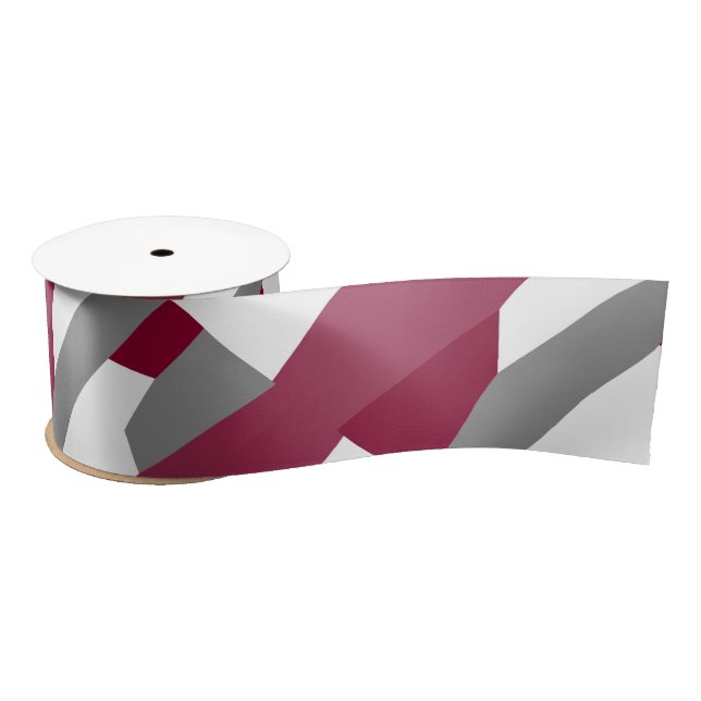 Fuchsia Pink Grey and White Satin Ribbon (Spool)
