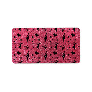 Fuchsia pink gymnastics glitter pattern label
