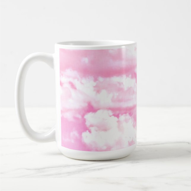 Fuchsia Pink Happy Clouds Decor Coffee Mug (Left)