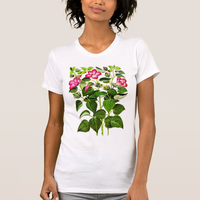 Fuchsia Pink Italian Hibiscus flowers T-Shirt (Front)