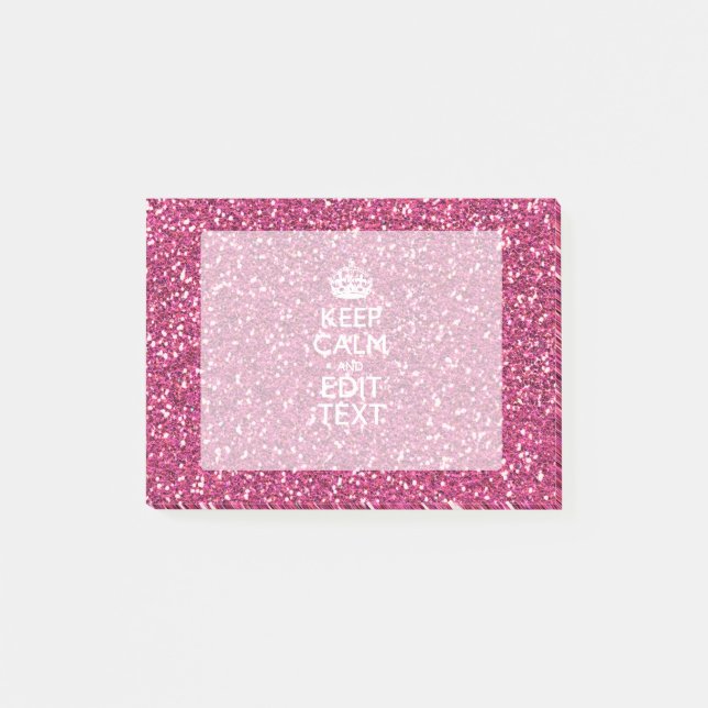 Fuchsia Pink Keep Calm Have Your Text Post-it Notes (Front)