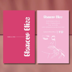Fuchsia Pink Makeup Artist Salon Business Card