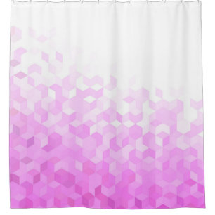 Fuchsia Pink Modern Girly Cube Gradient Shower Curtain