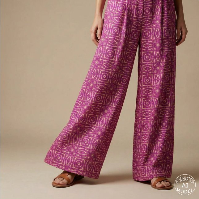 Fuchsia Pink Moroccan Geometric Mosaic Pattern Fabric (Creator Uploaded)