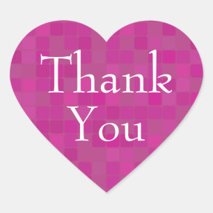 Fuchsia pink mosaic thank you heart sticker