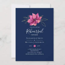 Fuchsia Pink Navy Blue Rehearsal Dinner