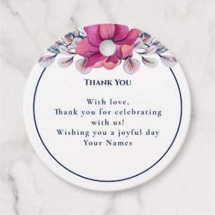 Fuchsia Pink Navy Details Enclosure QR Code RSVP Favour Tags