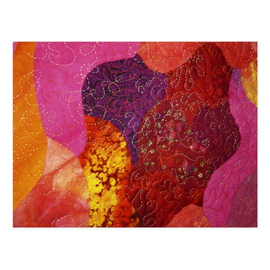 Fuchsia Pink Orange and Purple Quilt Postcard