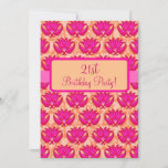 Fuchsia Pink Orange Damask 21st Birthday Party Invitation<br><div class="desc">This sophisticated and trendy Parisian Damask 21st birthday party invitation can be completely customised for your event, meeting, party or other gathering. This romantic damask graphic design is elegant with a contemporary, modern, fresh appeal from Phyllis Dobbs’ original art Parisian Damask. The colours are bright and dynamic in sophisticated shades...</div>