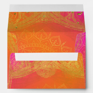 Fuchsia Pink Orange Gold Indian Mandala Wedding Envelopes