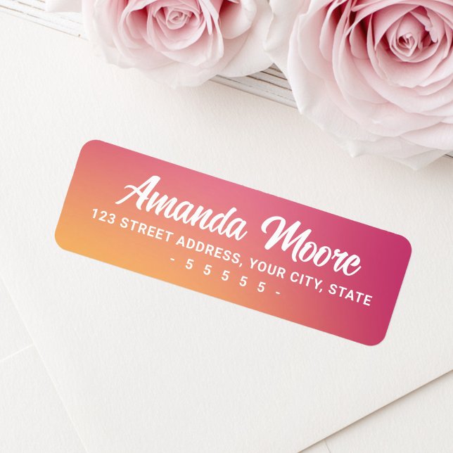 Fuchsia pink orange gradient modern return address label (Fuchsia pink orange gradient modern return address label)