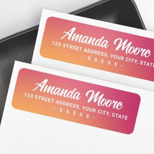 Fuchsia pink orange gradient modern return address label
