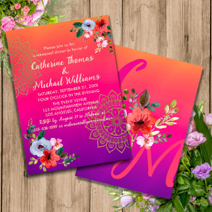 Fuchsia Pink Orange Purple Bright and Bold Floral Invitation