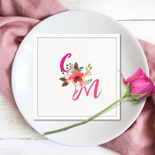 Fuchsia Pink Orange Purple Bright and Bold Floral Napkin