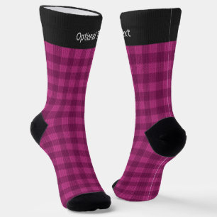 Fuchsia Pink Plaid - Classic Check - your name on Socks