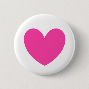 Fuchsia pink polka hearts on white 6 cm round badge