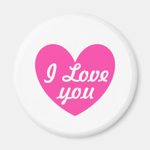 Fuchsia pink polka hearts on white magnet