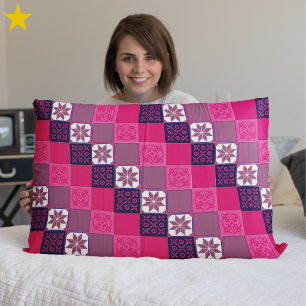 Fuchsia Pink Purple Classic European Mosaic Tiles Pillowcase