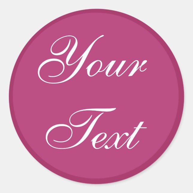 Fuchsia Pink Round Envelope Seals w/ Custom Text (Front)