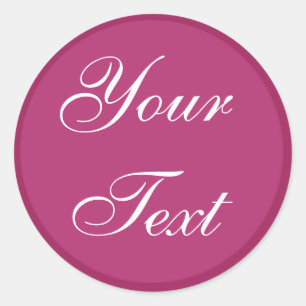 Fuchsia Pink Round Envelope Seals w/ Custom Text