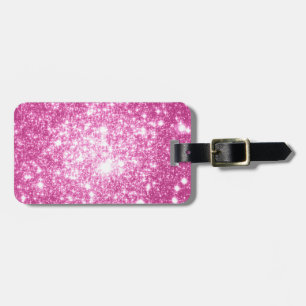 Fuchsia Pink Stars Luggage Tag