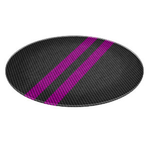 Fuchsia Pink Stripes in Carbon Fiber Style Cutting Board