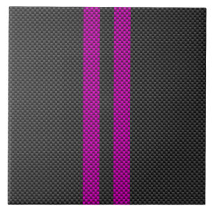 Fuchsia Pink Stripes in Carbon Fibre Style Tile