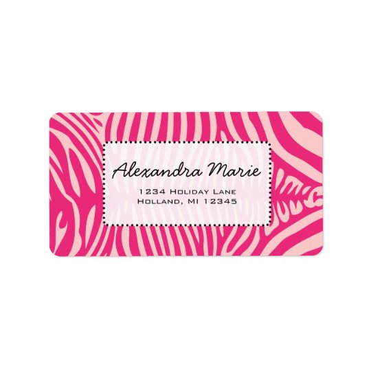 Fuchsia & Pink Zebra Skin Change Background Colour Address Label