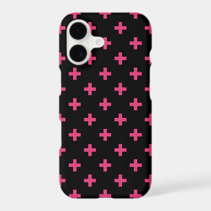 Fuchsia polka crosses on black