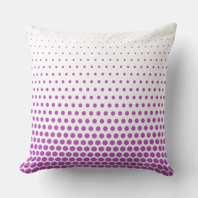 Fuchsia Polka Dot Modern White Cushion (Front)