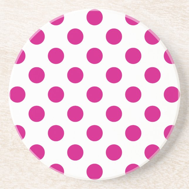 Fuchsia polka dots coaster (Front)