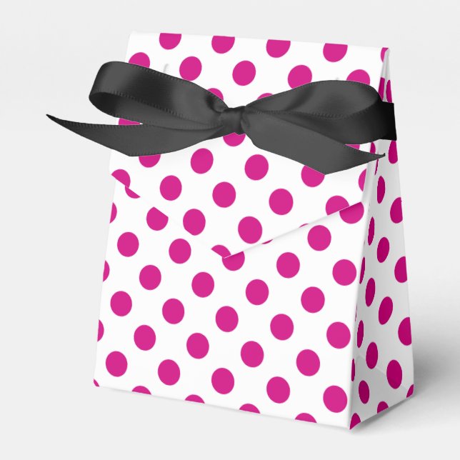 Fuchsia polka dots favour box (Front Side)