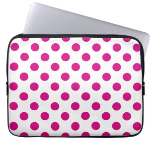 Fuchsia polka dots laptop sleeve