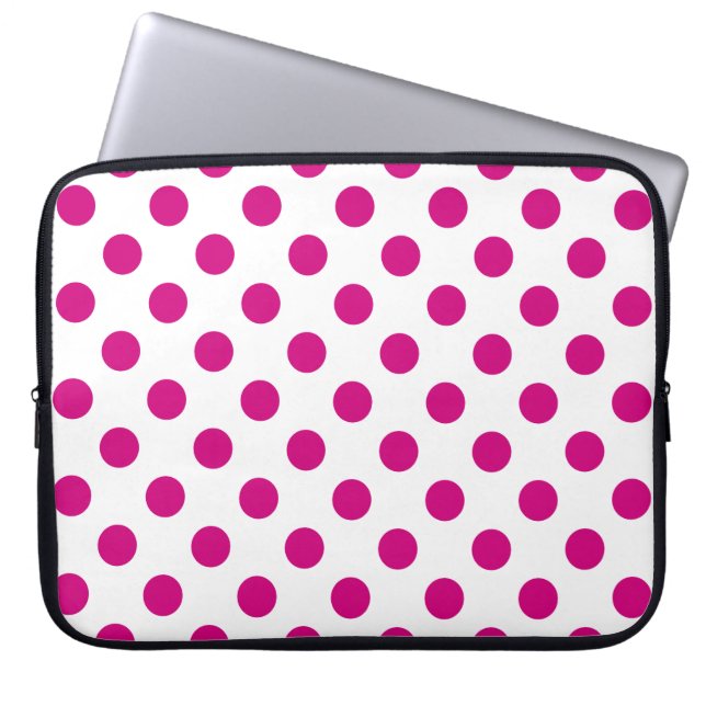 Fuchsia polka dots laptop sleeve (Front)