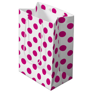 Fuchsia polka dots medium gift bag