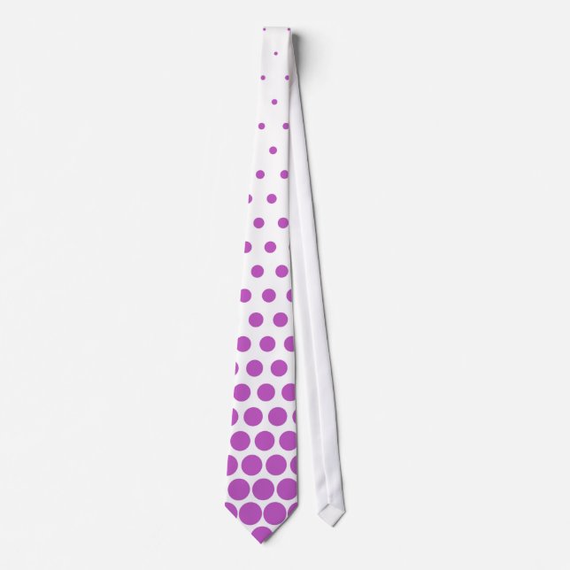 Fuchsia Polka Dots Modern White Tie (Front)