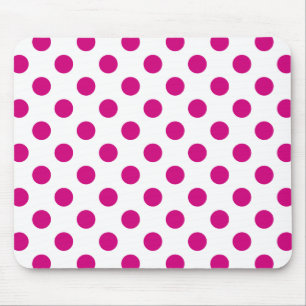 Fuchsia polka dots mouse pad