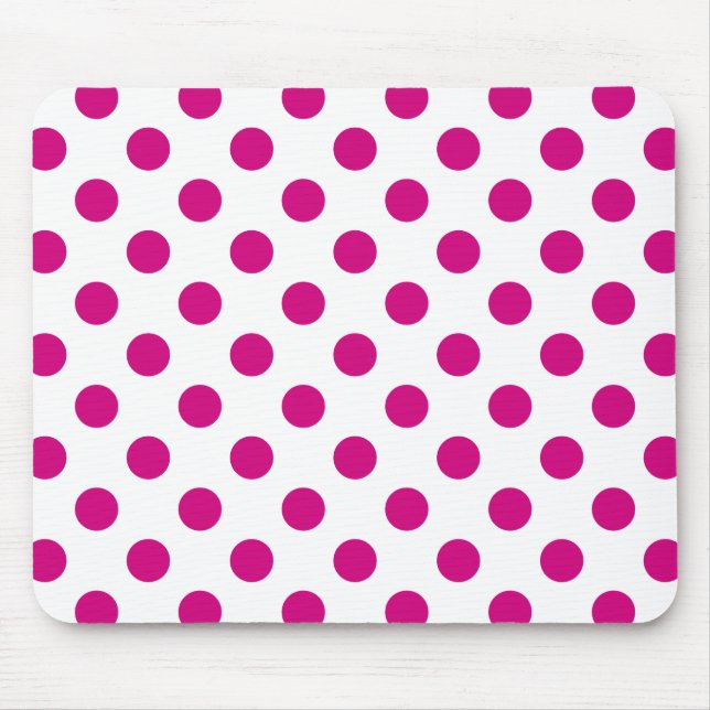 Fuchsia polka dots mouse pad (Front)